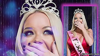 Dobbelt Team Action: Miss America Blir Penetrert Av To Menn I En Scene